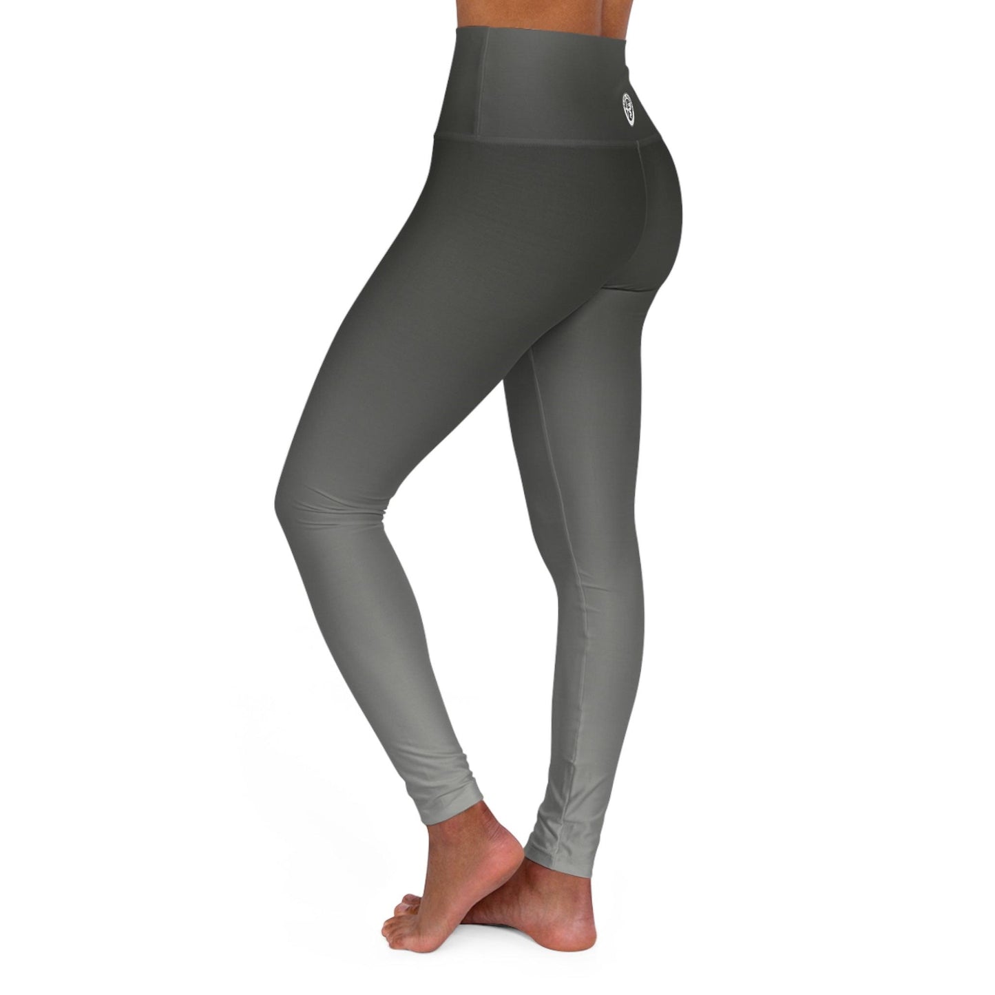 High-Waisted Yoga Leggings - Custom Alfa Romeo Design, Vesuvio Gray - AI Print Spot