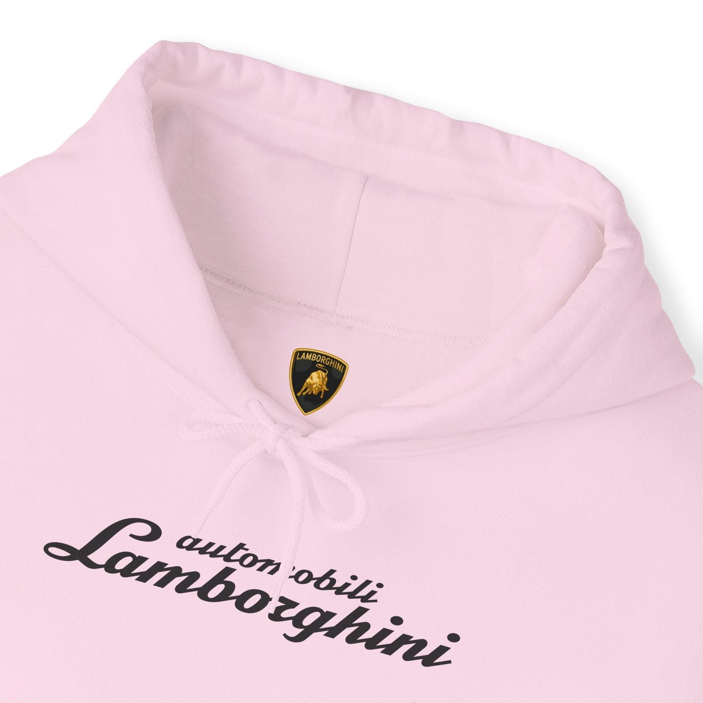 Lamborghini Hoodie - Unisex Heavy Blend™ - Black Script Logo - Cozy Car Enthusiast Wear - Bull Crest Detail - Keep Warm at Car Shows - AI Print Spot