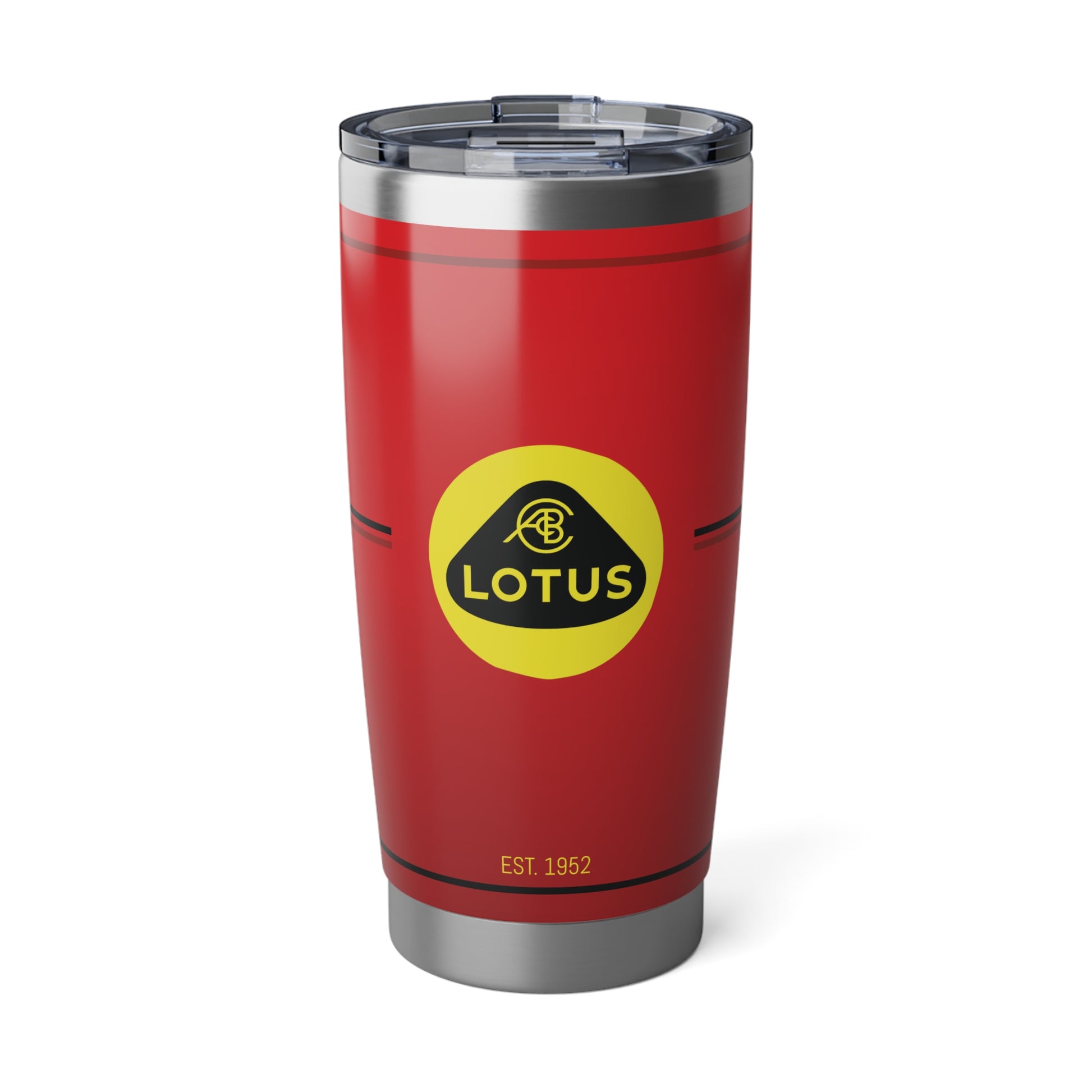 Lotus Emira 20oz Tumbler in Vivid Red - Silhouette and Logo Design - Stainless Steel Double Wall Insulation - AI Print Spot