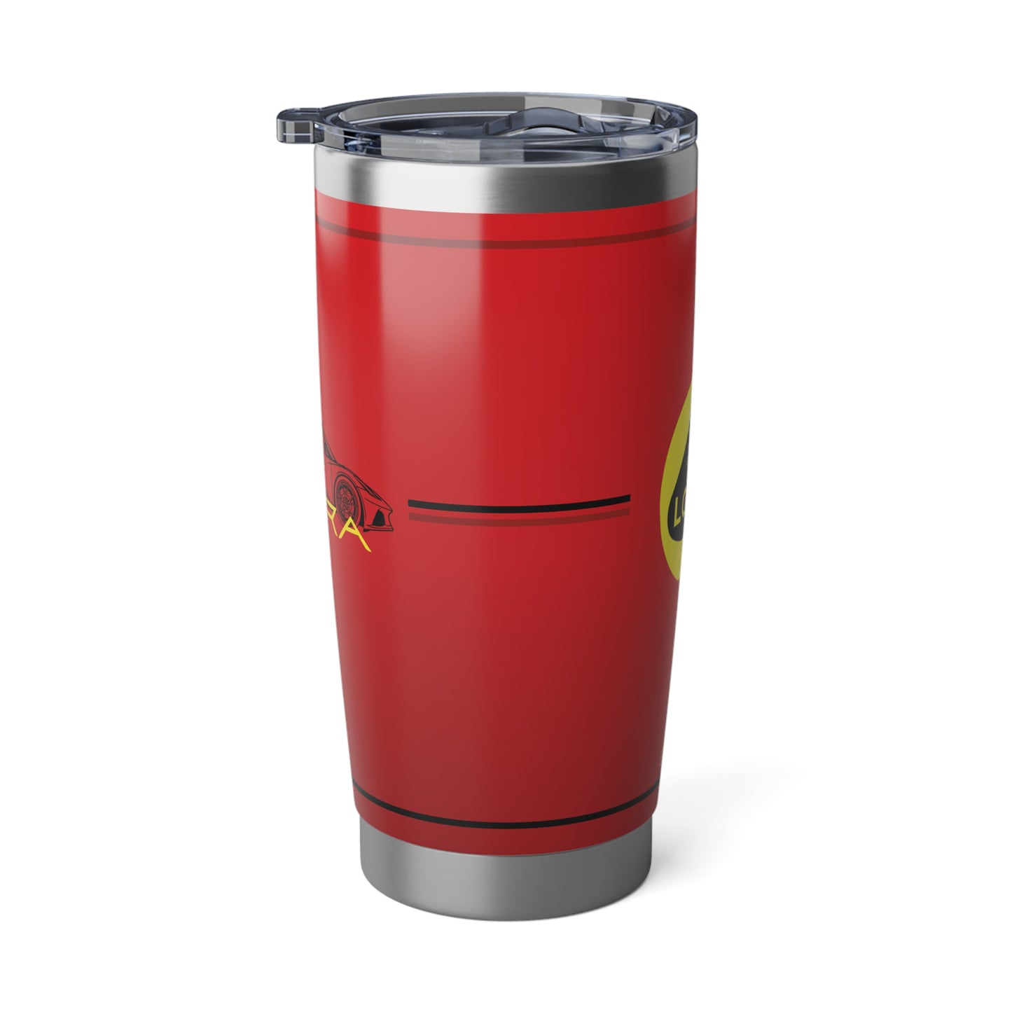 Lotus Emira 20oz Tumbler in Vivid Red - Silhouette and Logo Design - Stainless Steel Double Wall Insulation - AI Print Spot