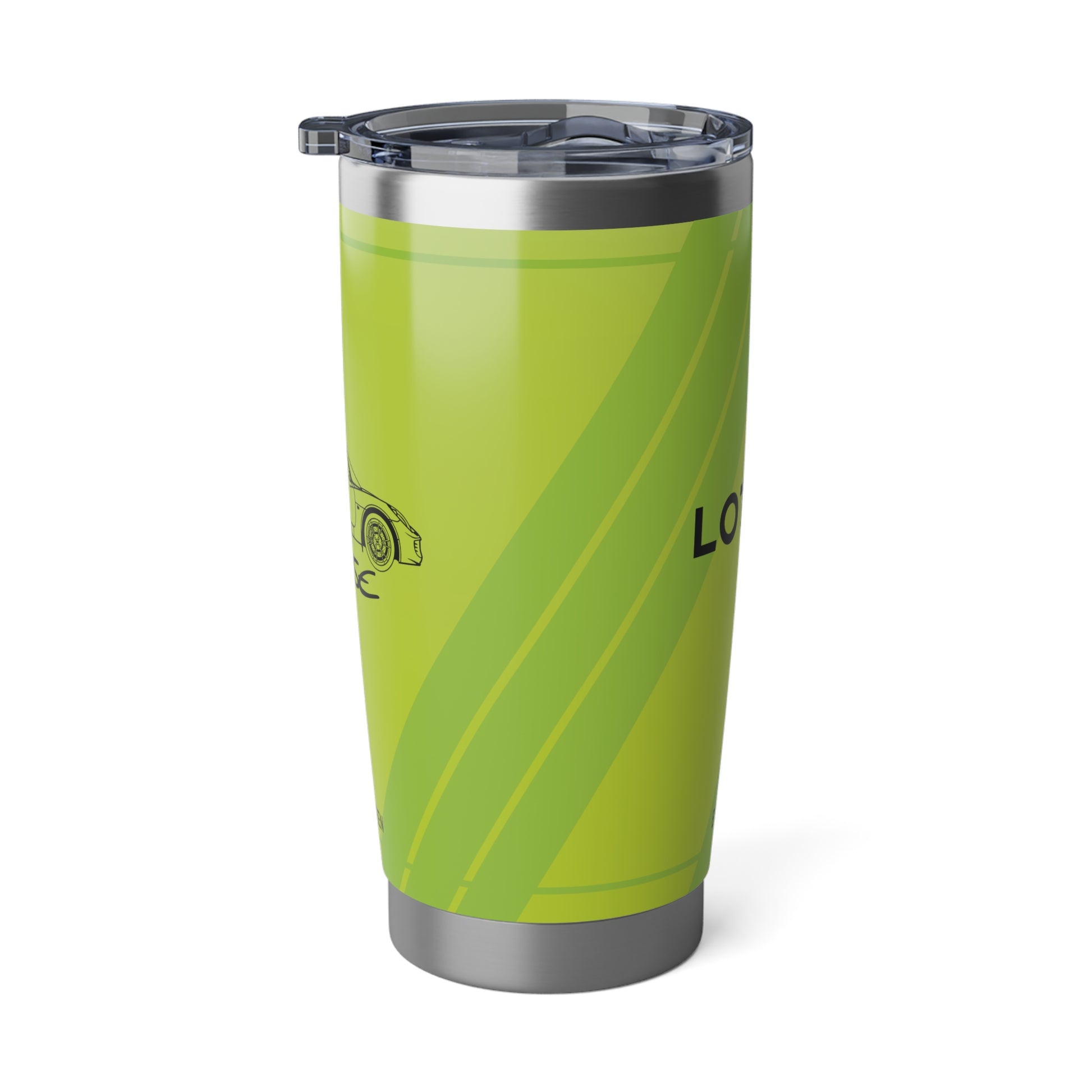 Lotus Toxic Green 20oz Tumbler with Lotus Logo and Elise Silhouette - AI Print Spot