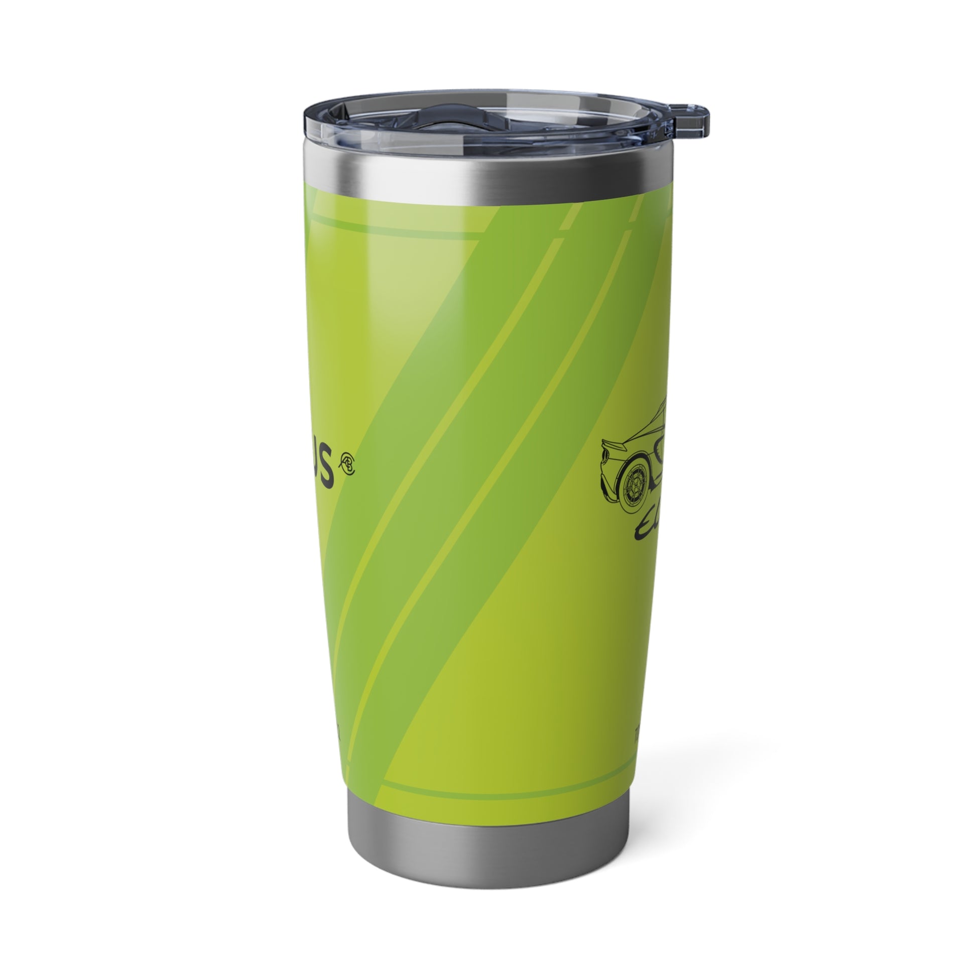 Lotus Toxic Green 20oz Tumbler with Lotus Logo and Elise Silhouette - AI Print Spot