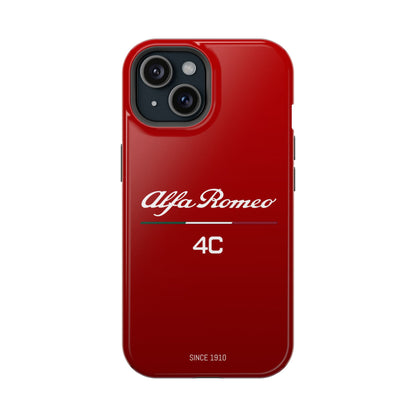 MagSafe® Dual Layer iPhone Case - Alfa Romeo 4C Design in White on Alfa Rosso - AI Print Spot