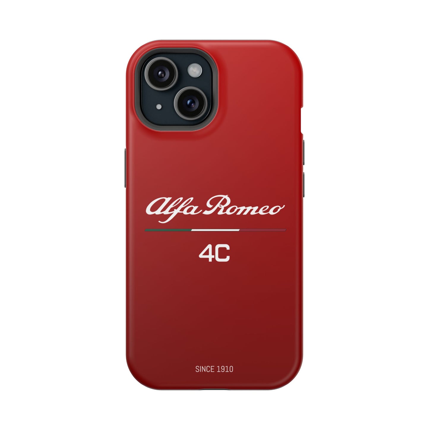 MagSafe® Dual Layer iPhone Case - Alfa Romeo 4C Design in White on Alfa Rosso - AI Print Spot