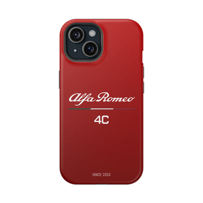 MagSafe® Dual Layer iPhone Case - Alfa Romeo 4C Design in White on Alfa Rosso - AI Print Spot