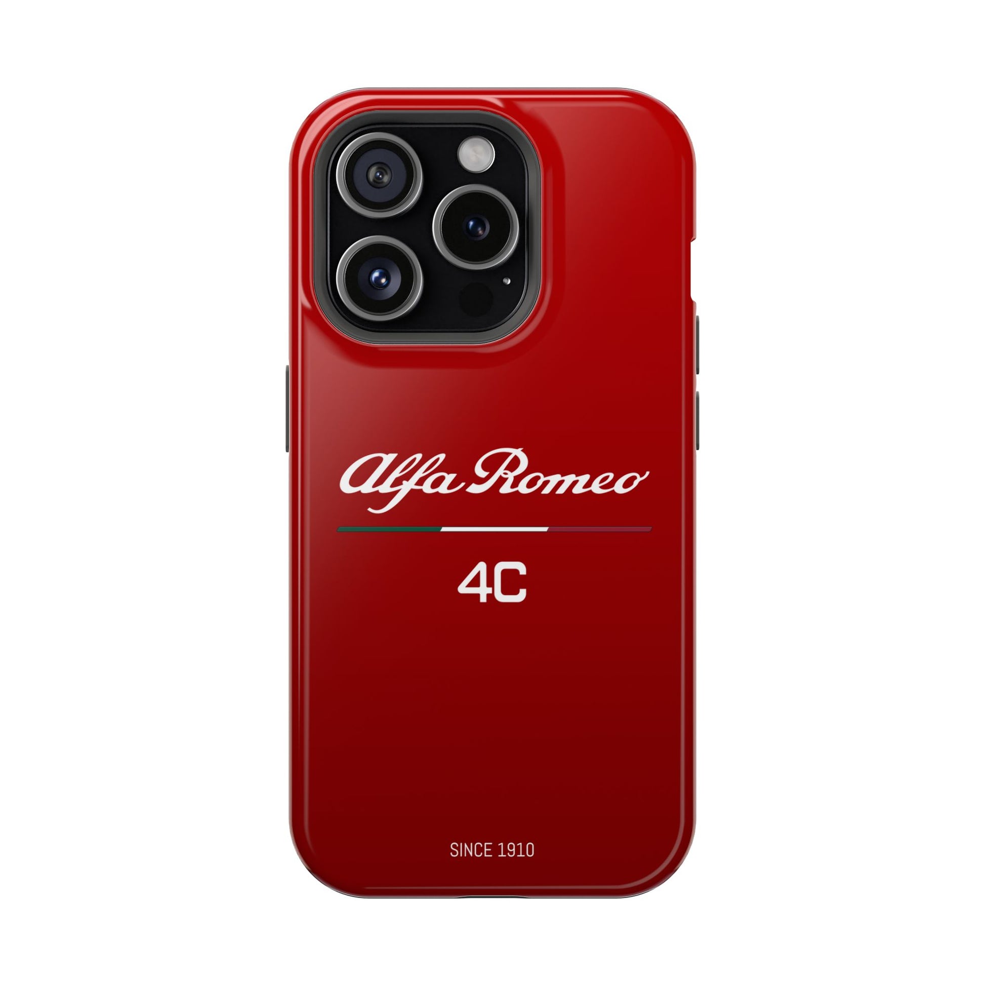 MagSafe® Dual Layer iPhone Case - Alfa Romeo 4C Design in White on Alfa Rosso - AI Print Spot