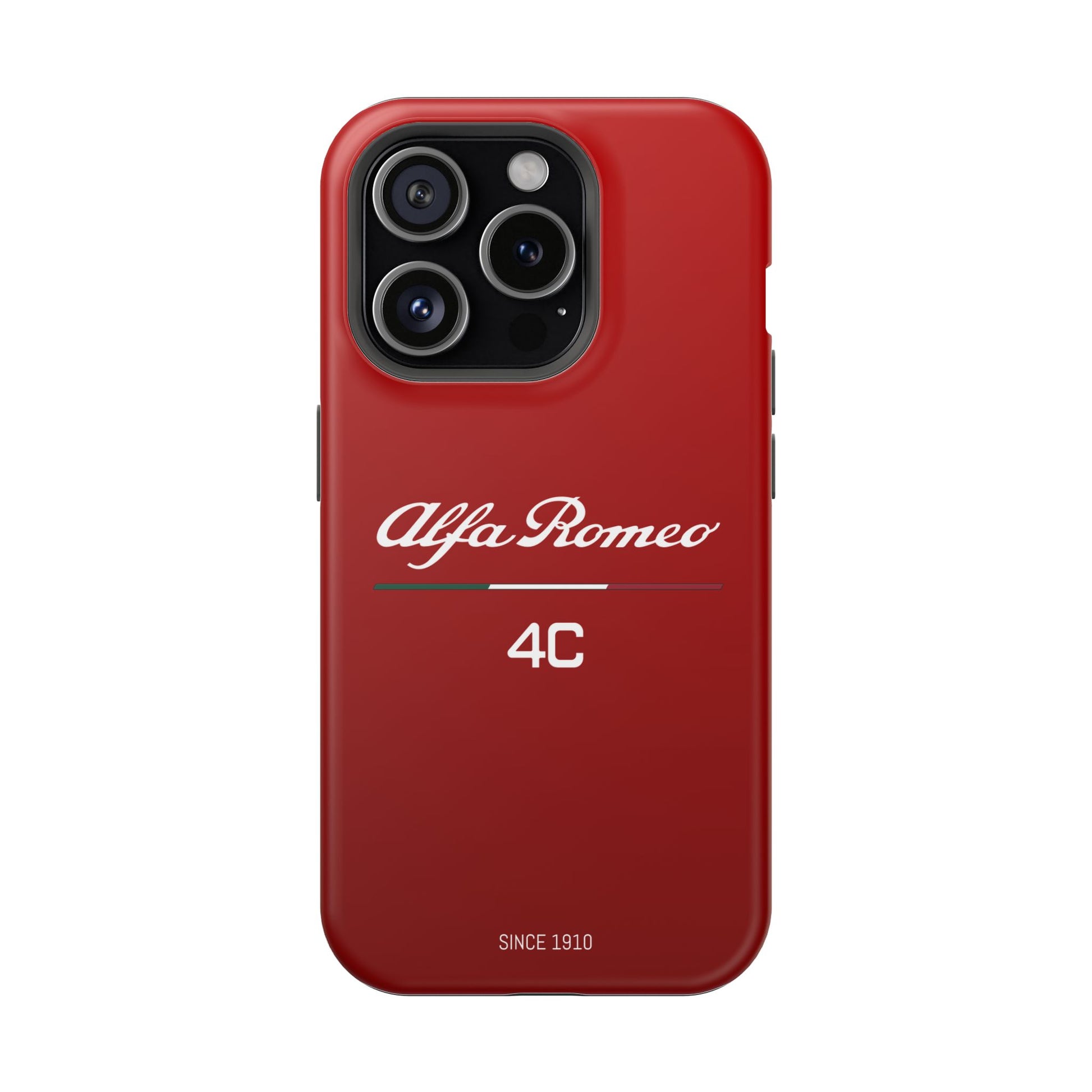 MagSafe® Dual Layer iPhone Case - Alfa Romeo 4C Design in White on Alfa Rosso - AI Print Spot