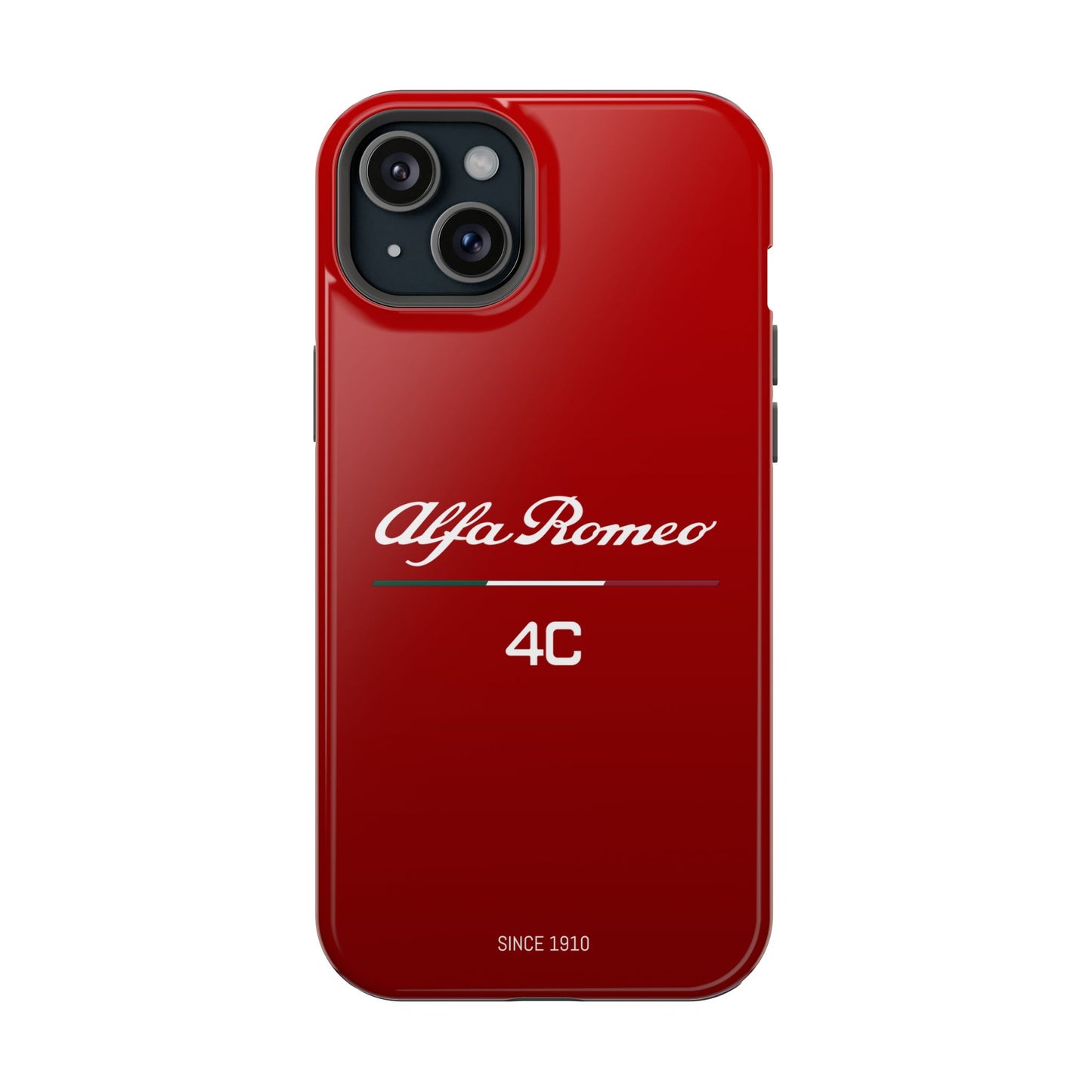 MagSafe® Dual Layer iPhone Case - Alfa Romeo 4C Design in White on Alfa Rosso - AI Print Spot