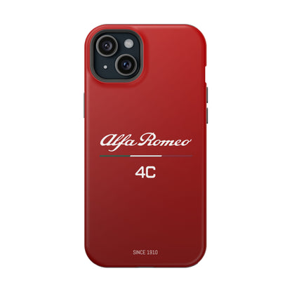 MagSafe® Dual Layer iPhone Case - Alfa Romeo 4C Design in White on Alfa Rosso - AI Print Spot