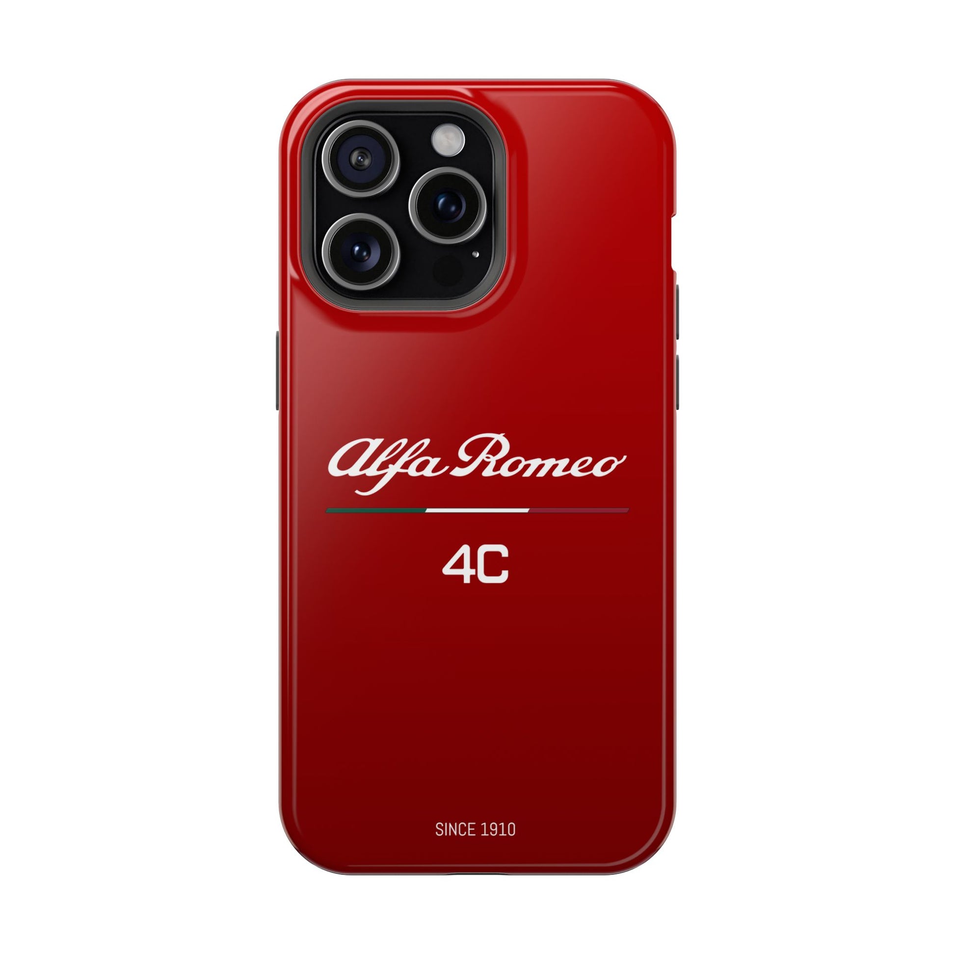 MagSafe® Dual Layer iPhone Case - Alfa Romeo 4C Design in White on Alfa Rosso - AI Print Spot