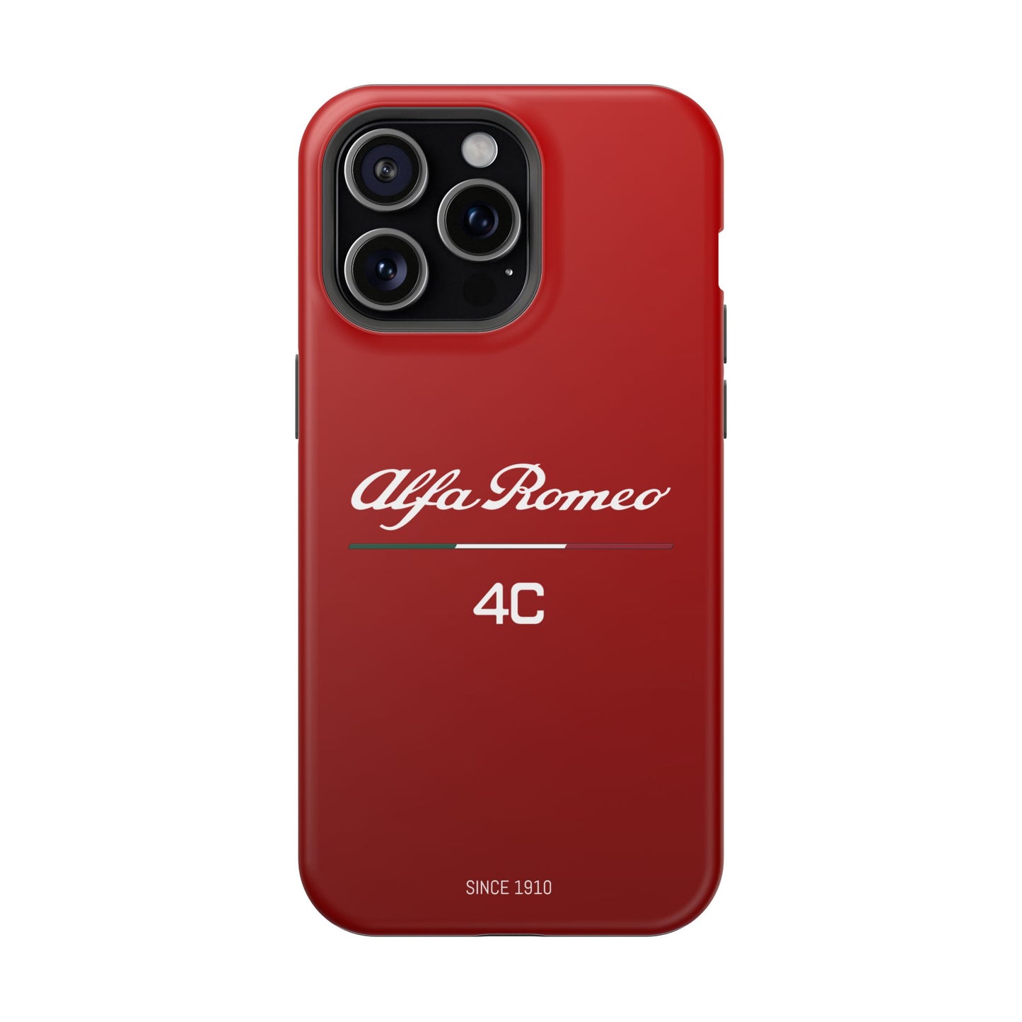 MagSafe® Dual Layer iPhone Case - Alfa Romeo 4C Design in White on Alfa Rosso - AI Print Spot