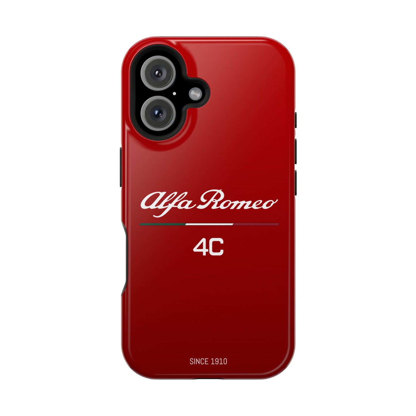 MagSafe® Dual Layer iPhone Case - Alfa Romeo 4C Design in White on Alfa Rosso - AI Print Spot