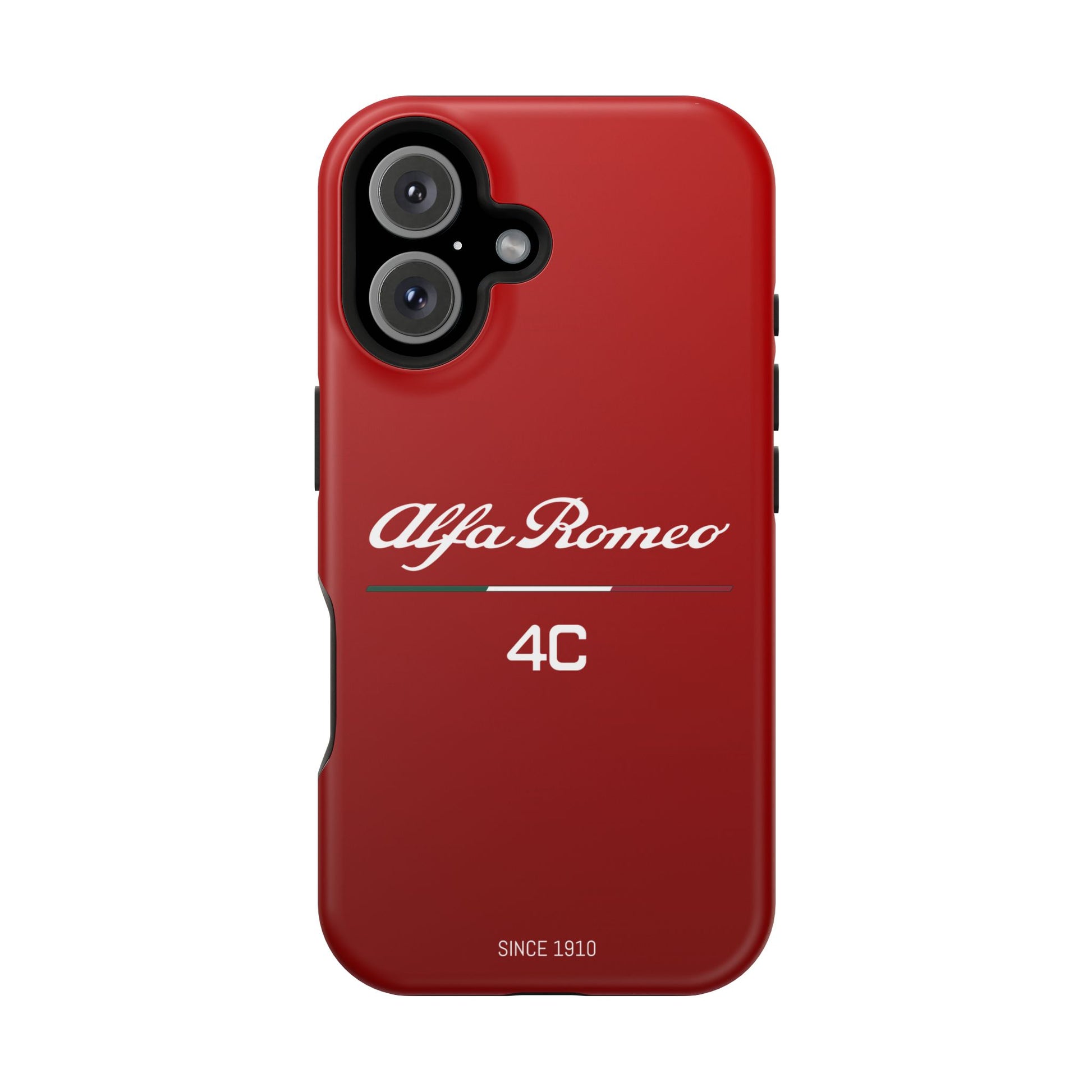 MagSafe® Dual Layer iPhone Case - Alfa Romeo 4C Design in White on Alfa Rosso - AI Print Spot