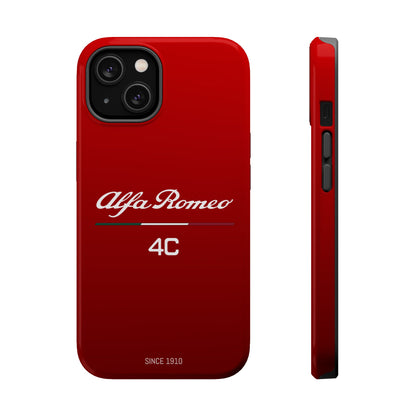 MagSafe® Dual Layer iPhone Case - Alfa Romeo 4C Design in White on Alfa Rosso - AI Print Spot