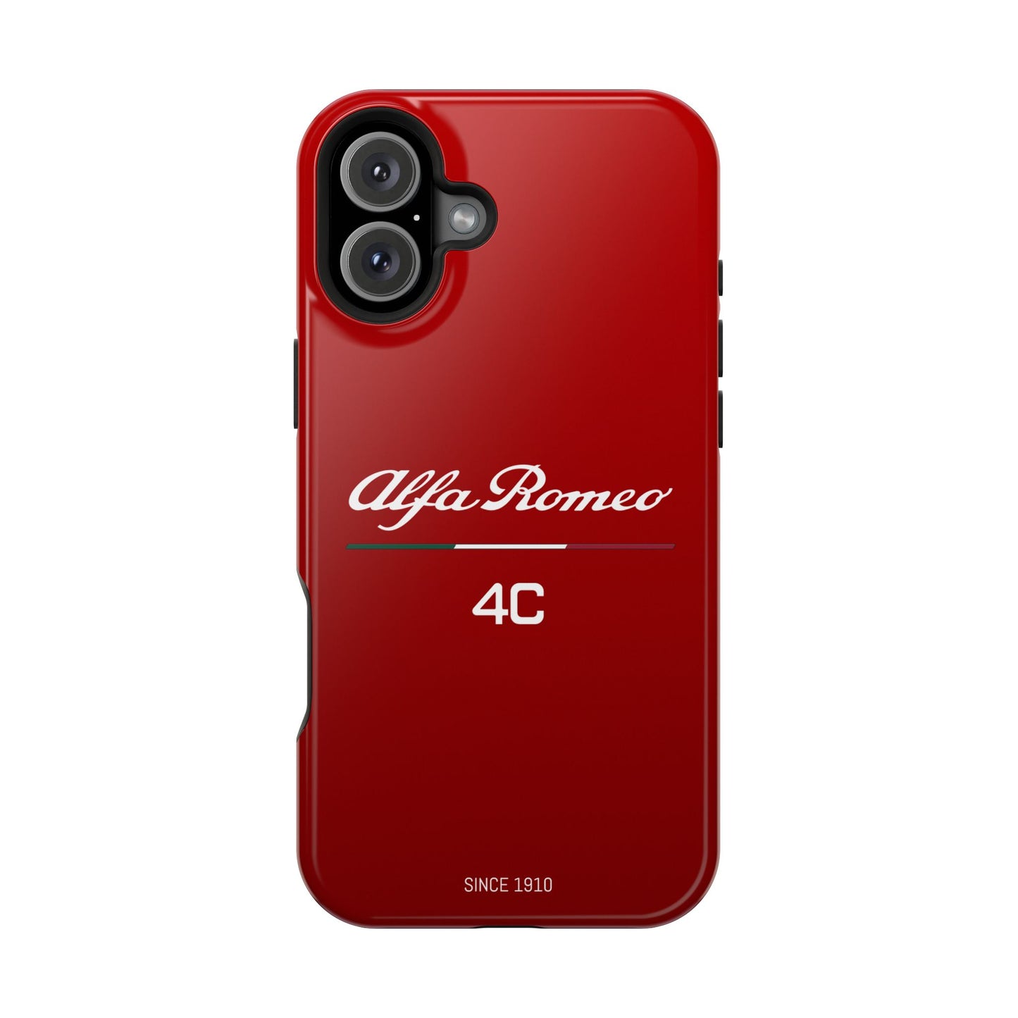 MagSafe® Dual Layer iPhone Case - Alfa Romeo 4C Design in White on Alfa Rosso - AI Print Spot