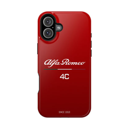 MagSafe® Dual Layer iPhone Case - Alfa Romeo 4C Design in White on Alfa Rosso - AI Print Spot