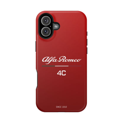 MagSafe® Dual Layer iPhone Case - Alfa Romeo 4C Design in White on Alfa Rosso - AI Print Spot