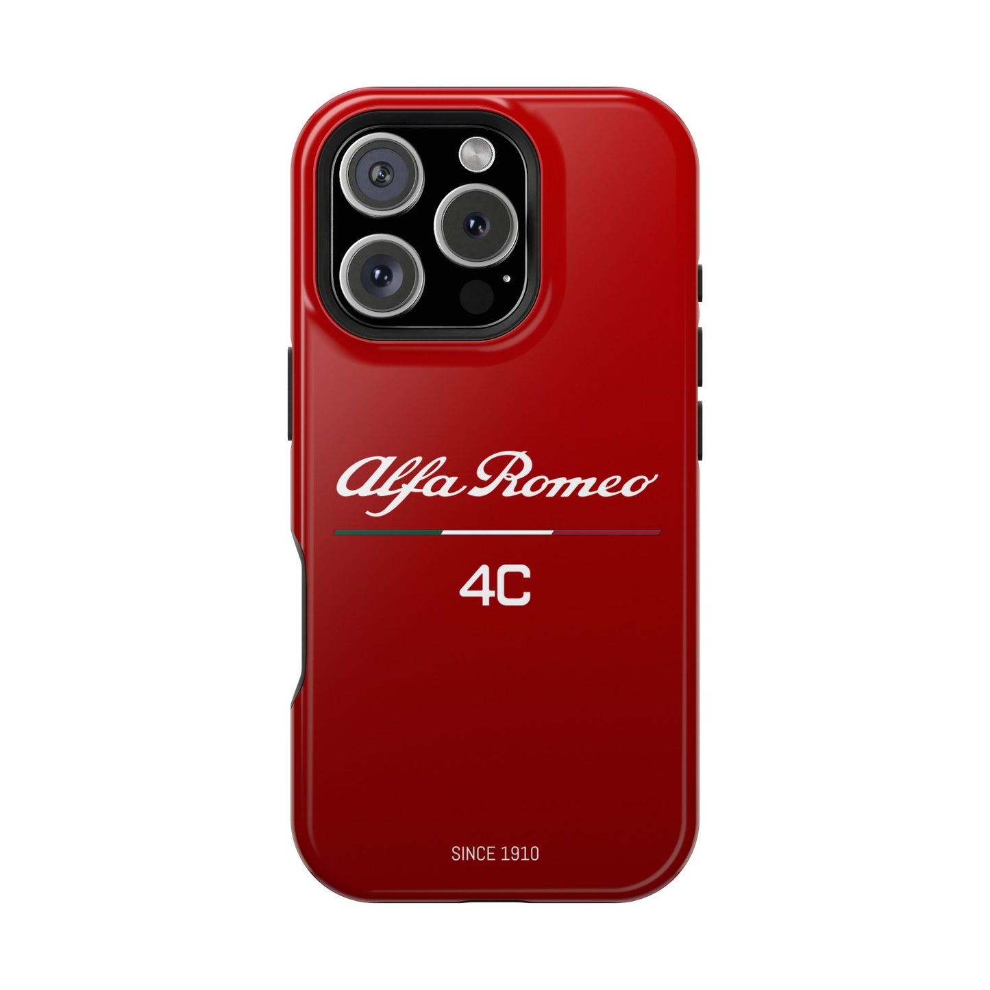 MagSafe® Dual Layer iPhone Case - Alfa Romeo 4C Design in White on Alfa Rosso - AI Print Spot