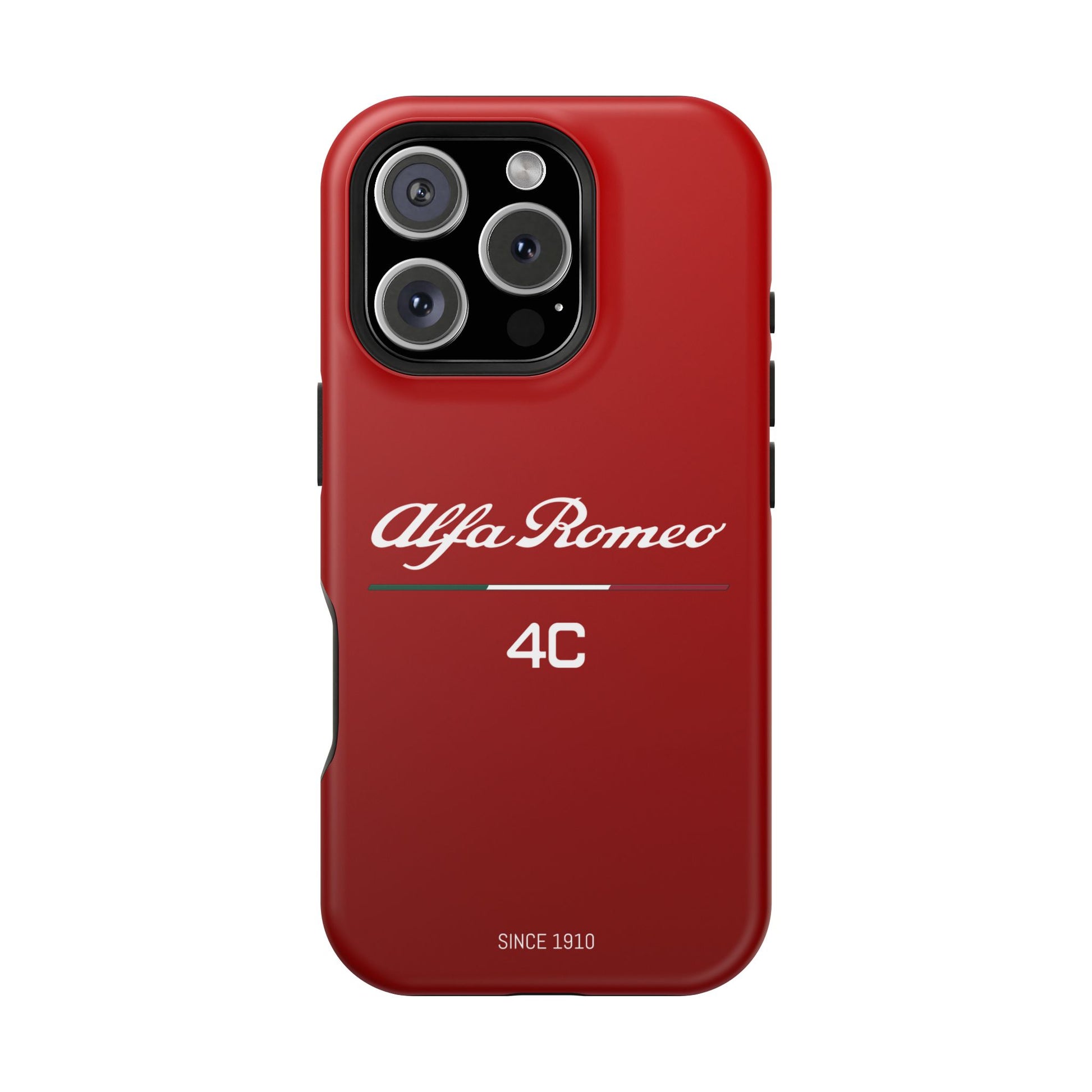 MagSafe® Dual Layer iPhone Case - Alfa Romeo 4C Design in White on Alfa Rosso - AI Print Spot