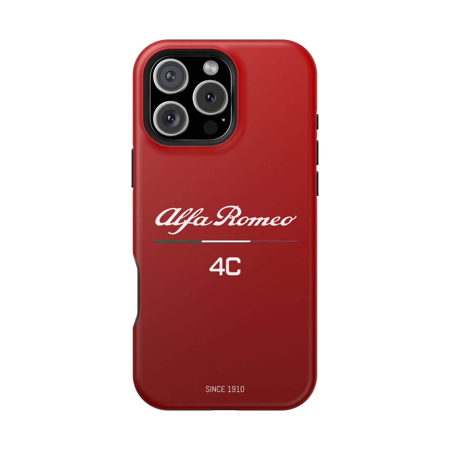 MagSafe® Dual Layer iPhone Case - Alfa Romeo 4C Design in White on Alfa Rosso - AI Print Spot