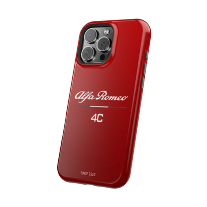 MagSafe® Dual Layer iPhone Case - Alfa Romeo 4C Design in White on Alfa Rosso - AI Print Spot