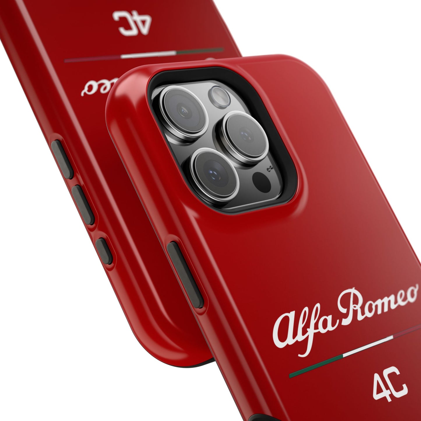 MagSafe® Dual Layer iPhone Case - Alfa Romeo 4C Design in White on Alfa Rosso - AI Print Spot