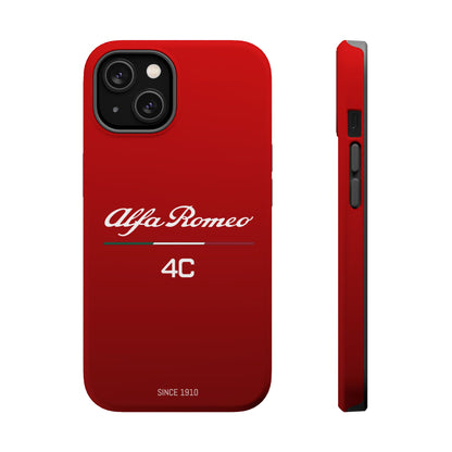 MagSafe® Dual Layer iPhone Case - Alfa Romeo 4C Design in White on Alfa Rosso - AI Print Spot