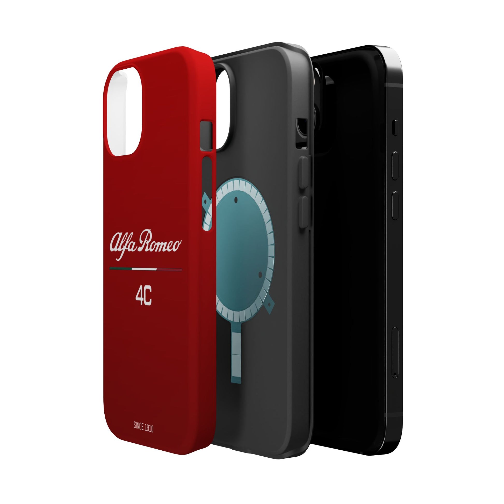 MagSafe® Dual Layer iPhone Case - Alfa Romeo 4C Design in White on Alfa Rosso - AI Print Spot