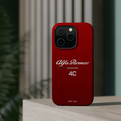 MagSafe® Dual Layer iPhone Case - Alfa Romeo 4C Design in White on Alfa Rosso - AI Print Spot