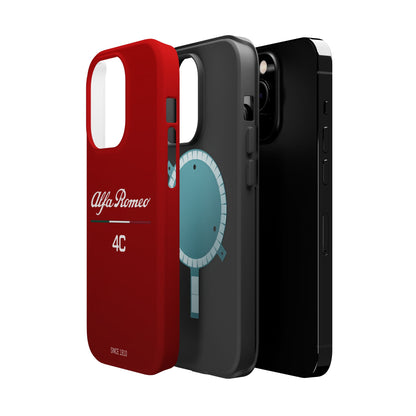 MagSafe® Dual Layer iPhone Case - Alfa Romeo 4C Design in White on Alfa Rosso - AI Print Spot