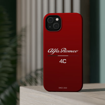 MagSafe® Dual Layer iPhone Case - Alfa Romeo 4C Design in White on Alfa Rosso - AI Print Spot