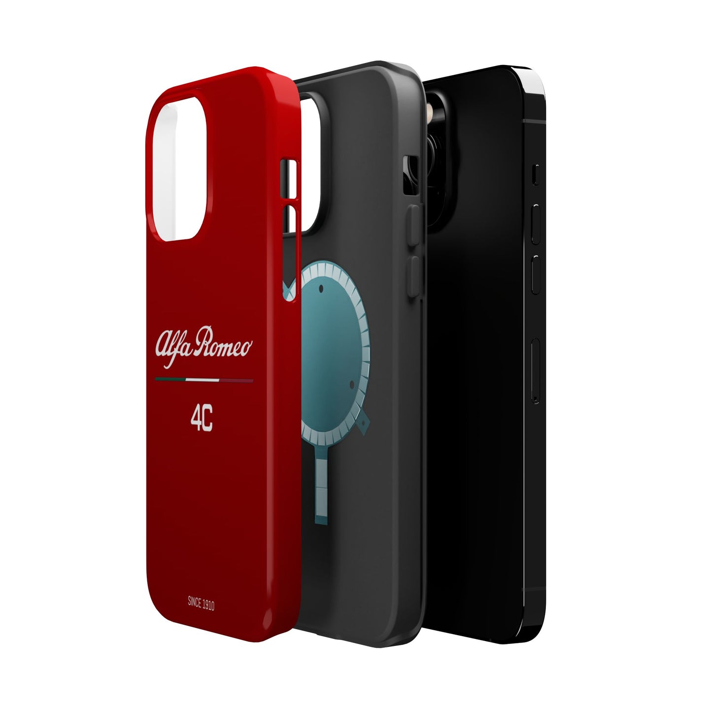 MagSafe® Dual Layer iPhone Case - Alfa Romeo 4C Design in White on Alfa Rosso - AI Print Spot