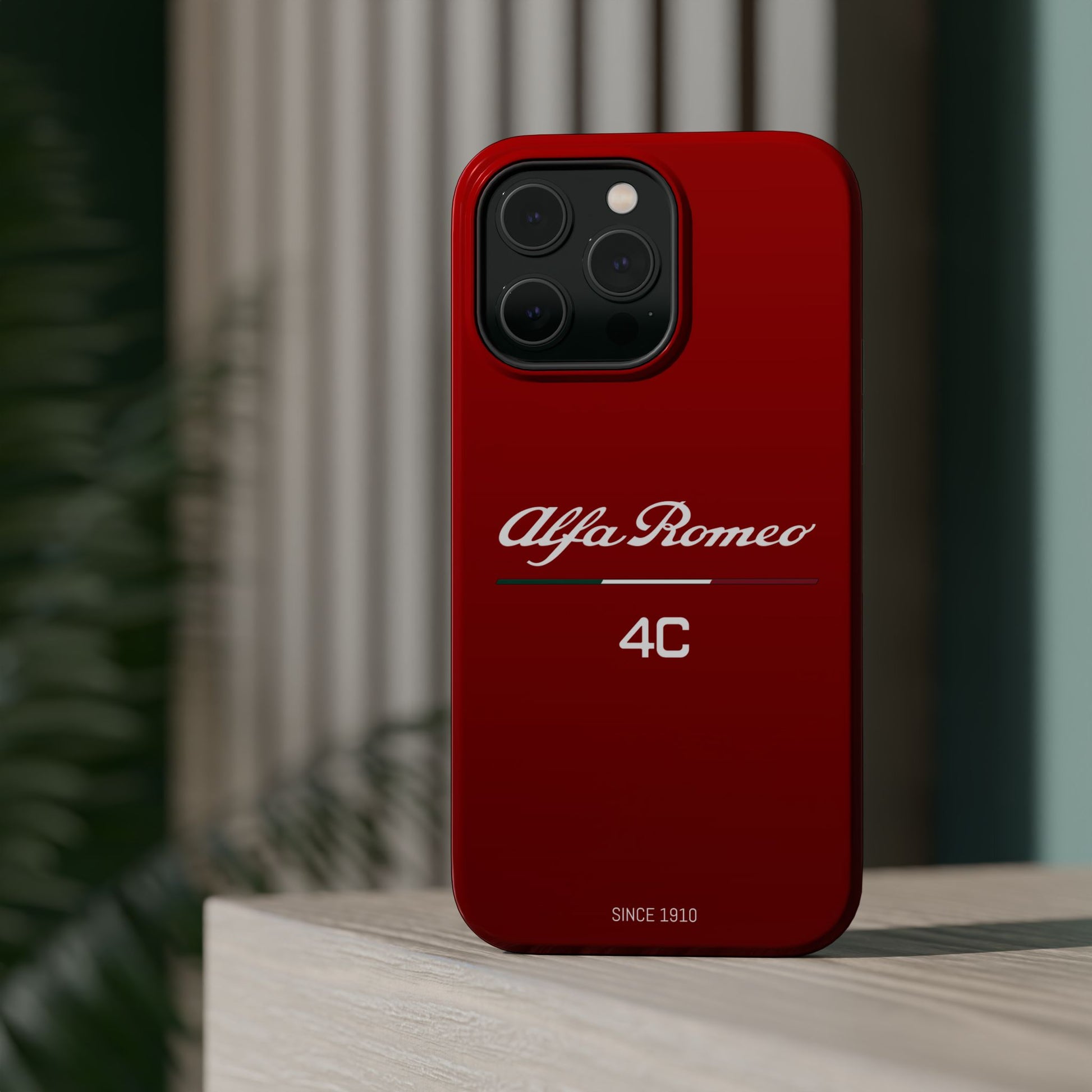 MagSafe® Dual Layer iPhone Case - Alfa Romeo 4C Design in White on Alfa Rosso - AI Print Spot