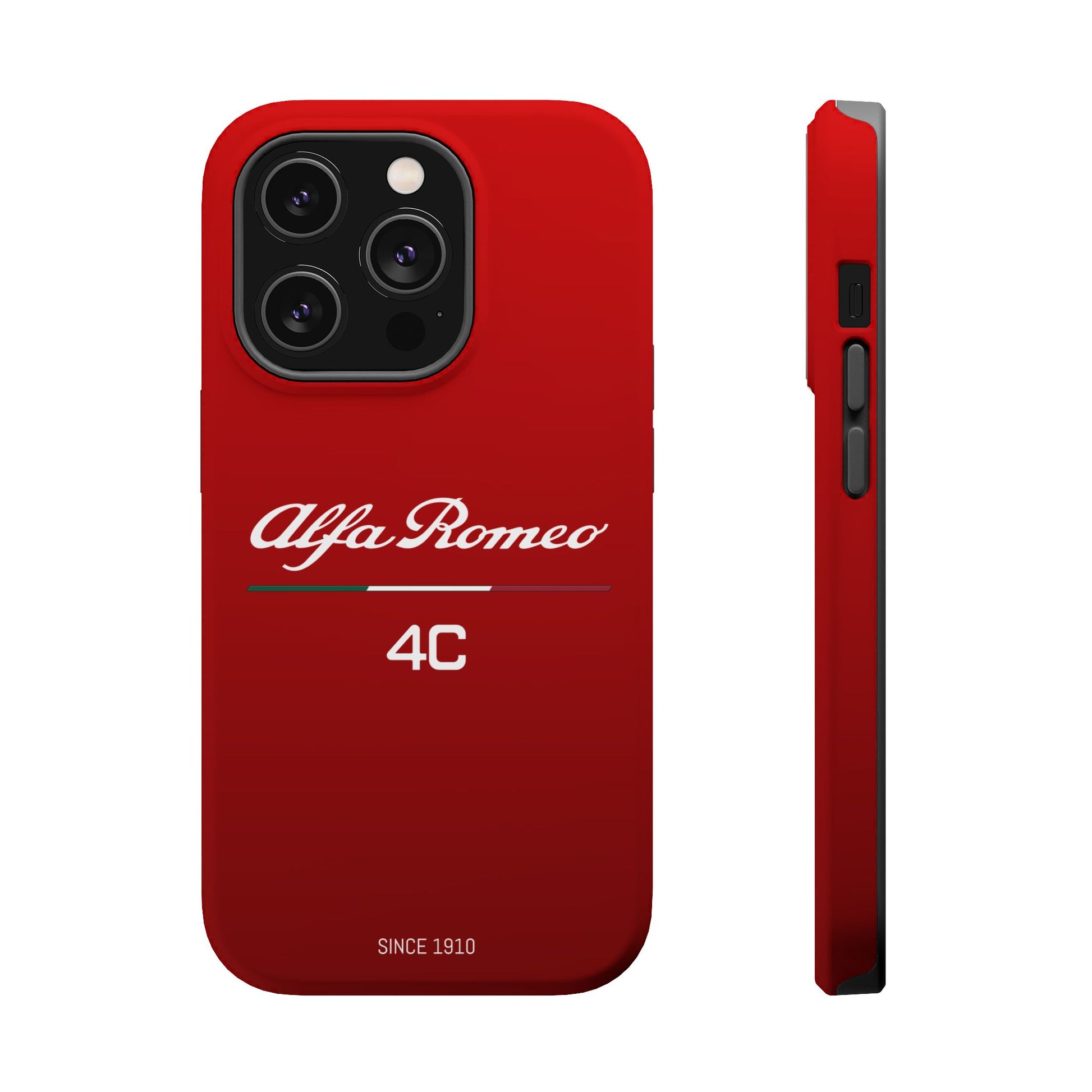 MagSafe® Dual Layer iPhone Case - Alfa Romeo 4C Design in White on Alfa Rosso - AI Print Spot