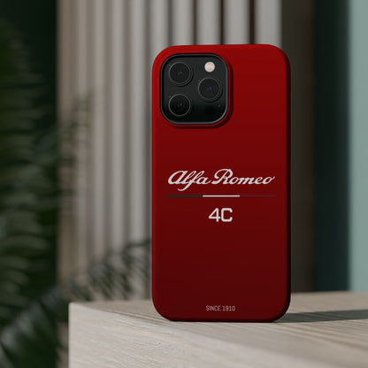 MagSafe® Dual Layer iPhone Case - Alfa Romeo 4C Design in White on Alfa Rosso - AI Print Spot