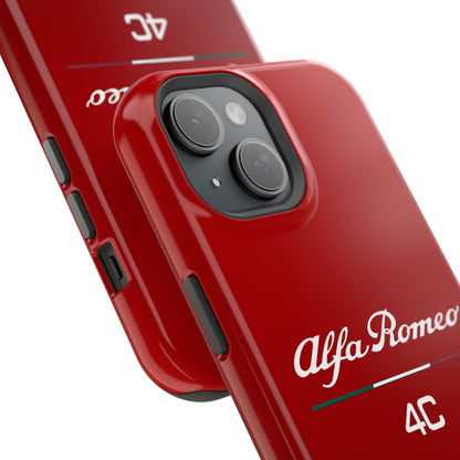 MagSafe® Dual Layer iPhone Case - Alfa Romeo 4C Design in White on Alfa Rosso - AI Print Spot