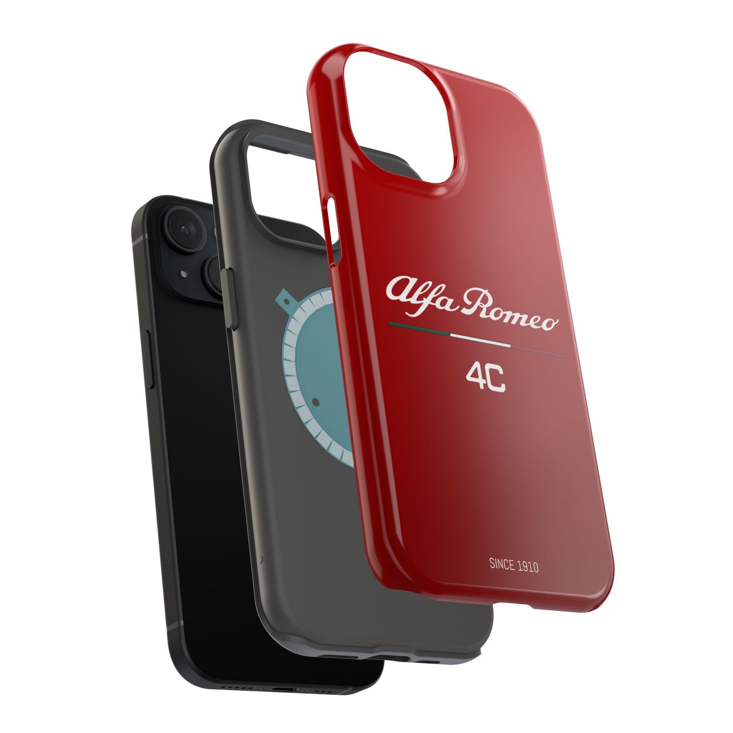 MagSafe® Dual Layer iPhone Case - Alfa Romeo 4C Design in White on Alfa Rosso - AI Print Spot