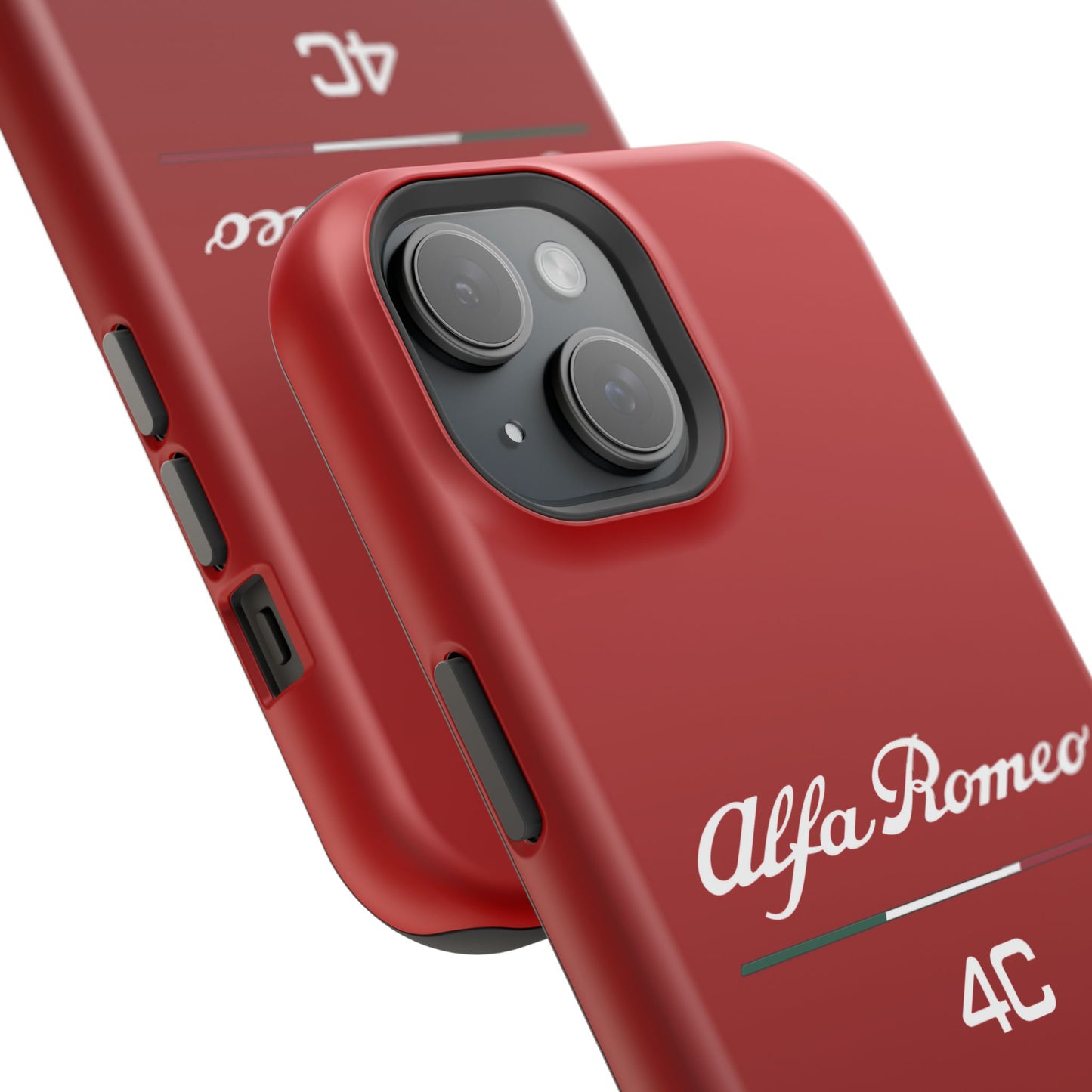 MagSafe® Dual Layer iPhone Case - Alfa Romeo 4C Design in White on Alfa Rosso - AI Print Spot