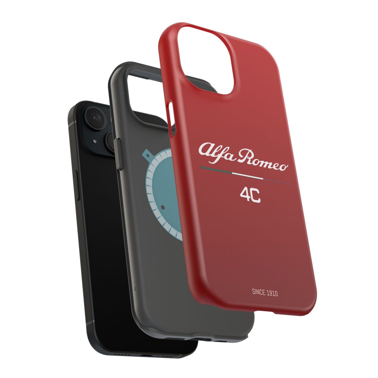 MagSafe® Dual Layer iPhone Case - Alfa Romeo 4C Design in White on Alfa Rosso - AI Print Spot