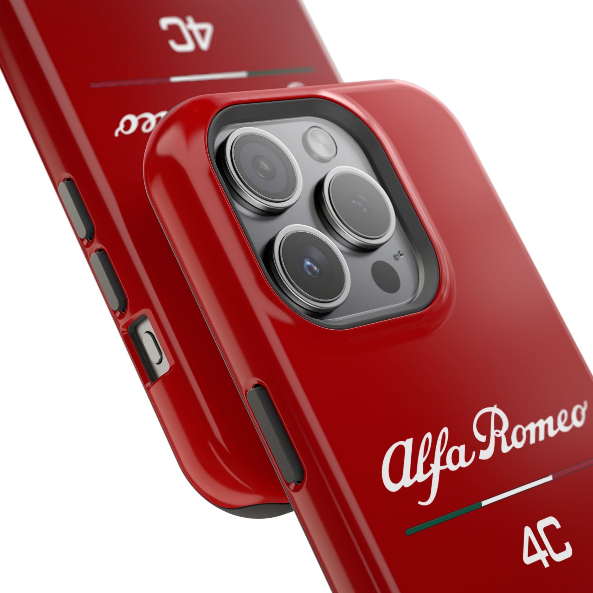 MagSafe® Dual Layer iPhone Case - Alfa Romeo 4C Design in White on Alfa Rosso - AI Print Spot