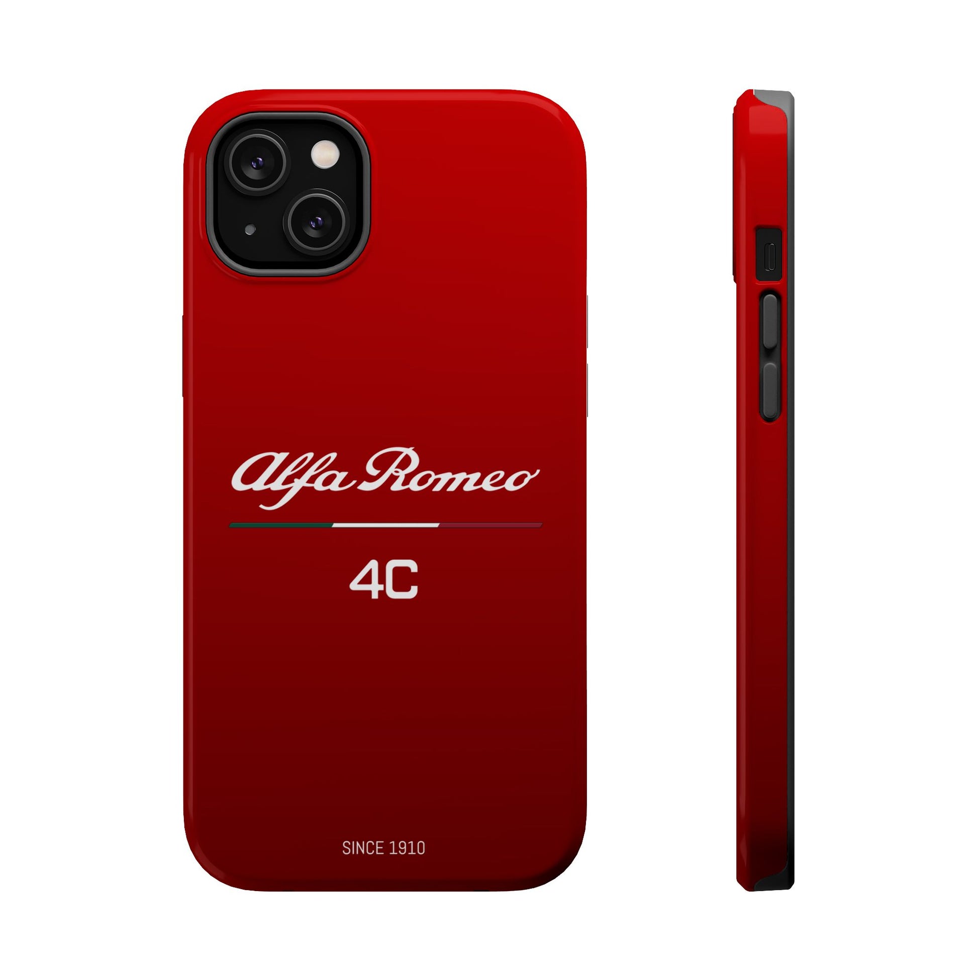 MagSafe® Dual Layer iPhone Case - Alfa Romeo 4C Design in White on Alfa Rosso - AI Print Spot