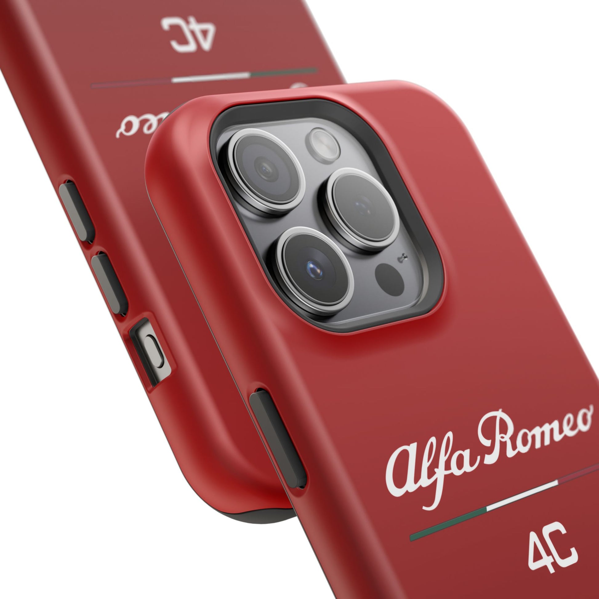 MagSafe® Dual Layer iPhone Case - Alfa Romeo 4C Design in White on Alfa Rosso - AI Print Spot