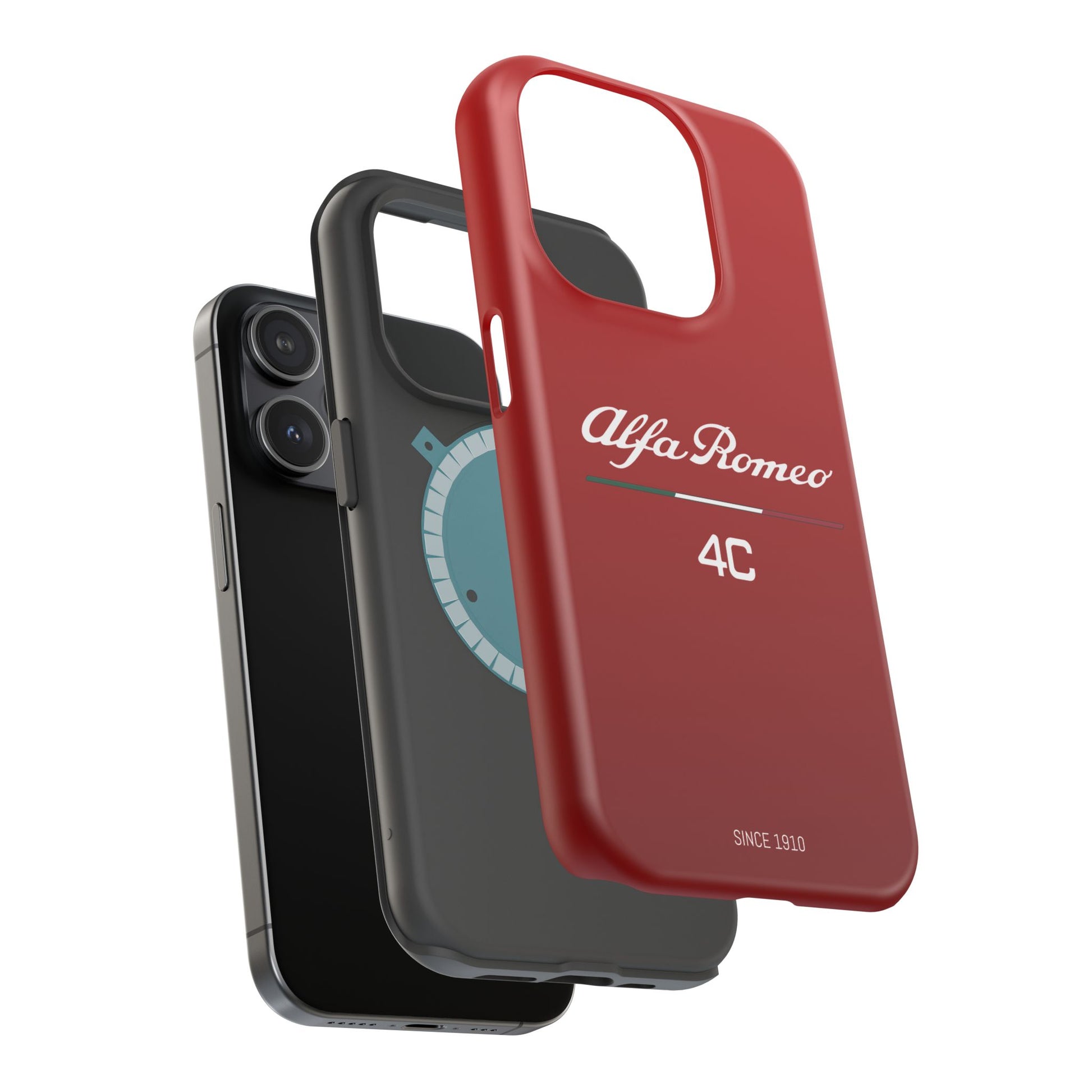 MagSafe® Dual Layer iPhone Case - Alfa Romeo 4C Design in White on Alfa Rosso - AI Print Spot