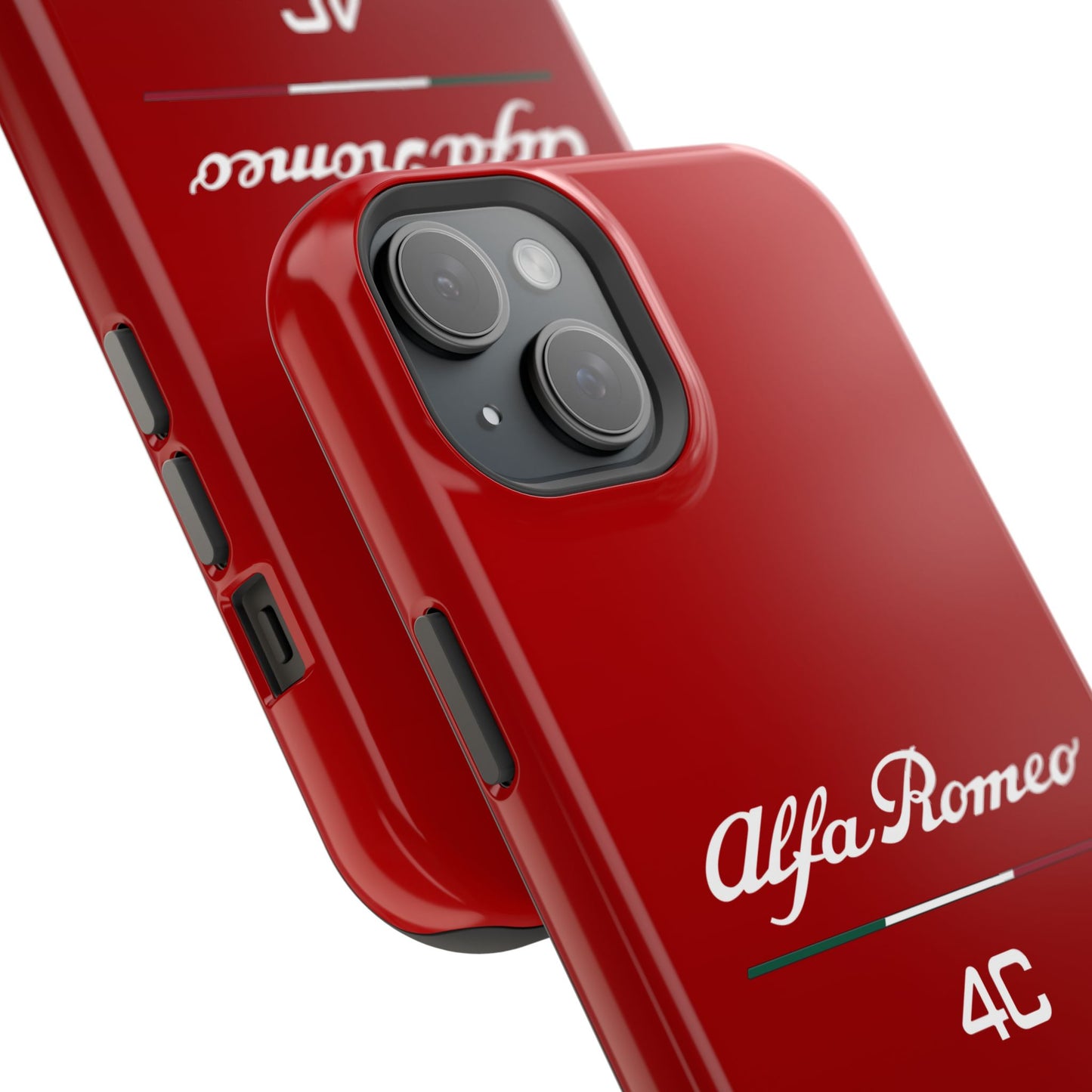 MagSafe® Dual Layer iPhone Case - Alfa Romeo 4C Design in White on Alfa Rosso - AI Print Spot