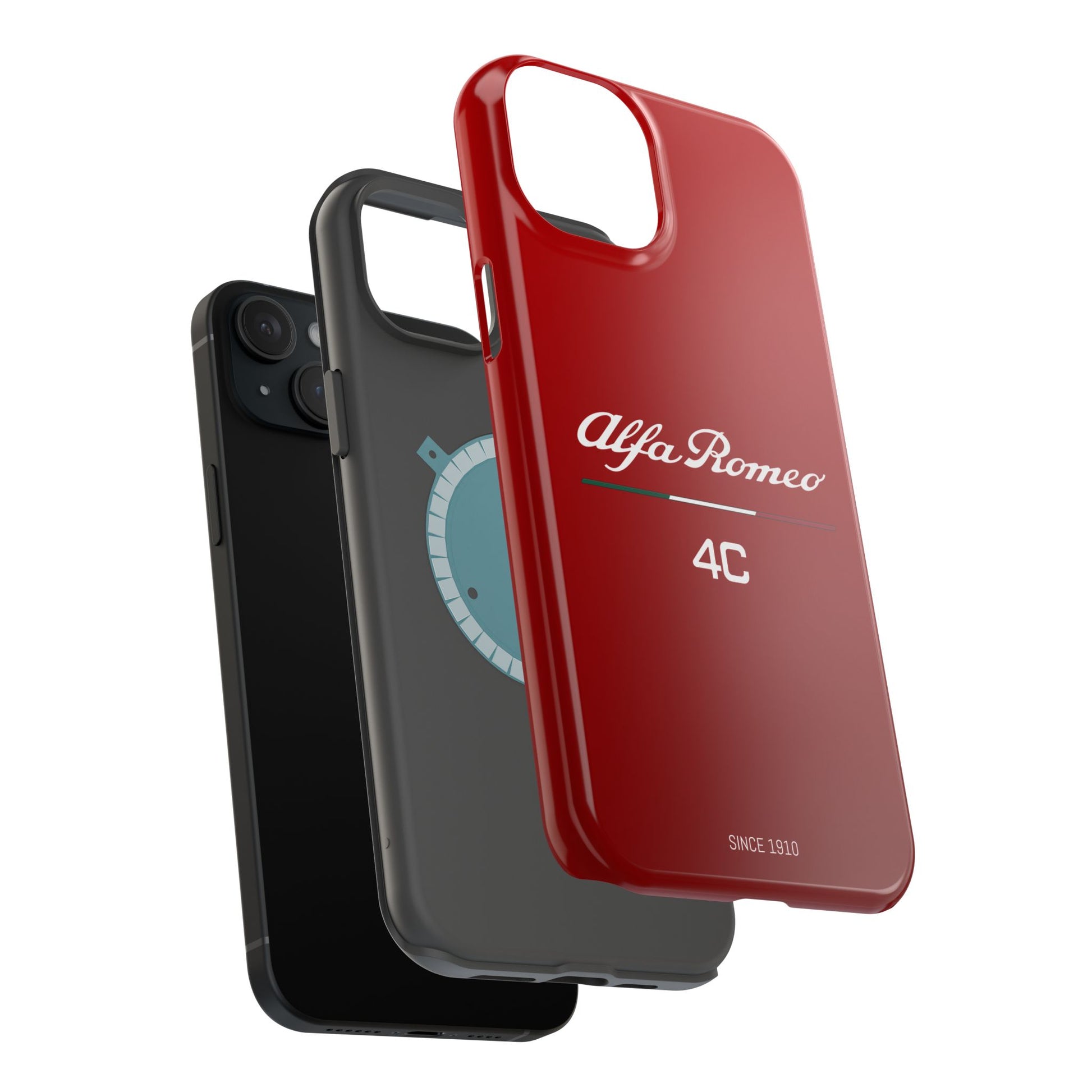 MagSafe® Dual Layer iPhone Case - Alfa Romeo 4C Design in White on Alfa Rosso - AI Print Spot