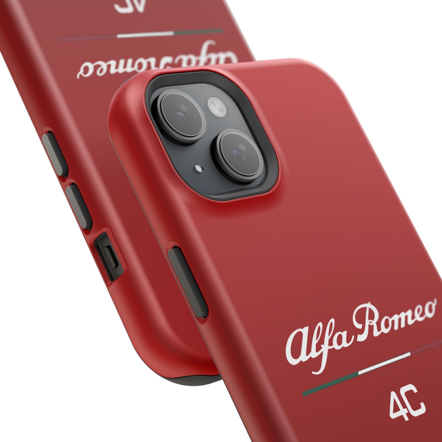 MagSafe® Dual Layer iPhone Case - Alfa Romeo 4C Design in White on Alfa Rosso - AI Print Spot