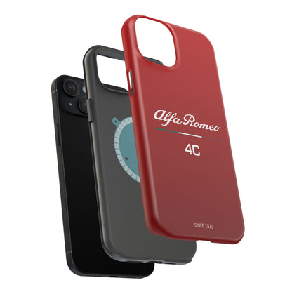 MagSafe® Dual Layer iPhone Case - Alfa Romeo 4C Design in White on Alfa Rosso - AI Print Spot