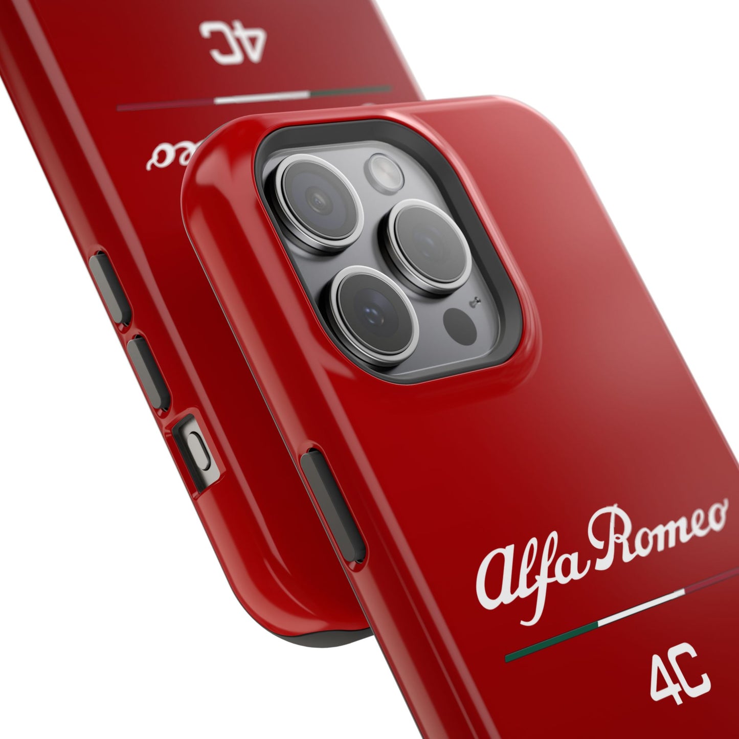 MagSafe® Dual Layer iPhone Case - Alfa Romeo 4C Design in White on Alfa Rosso - AI Print Spot