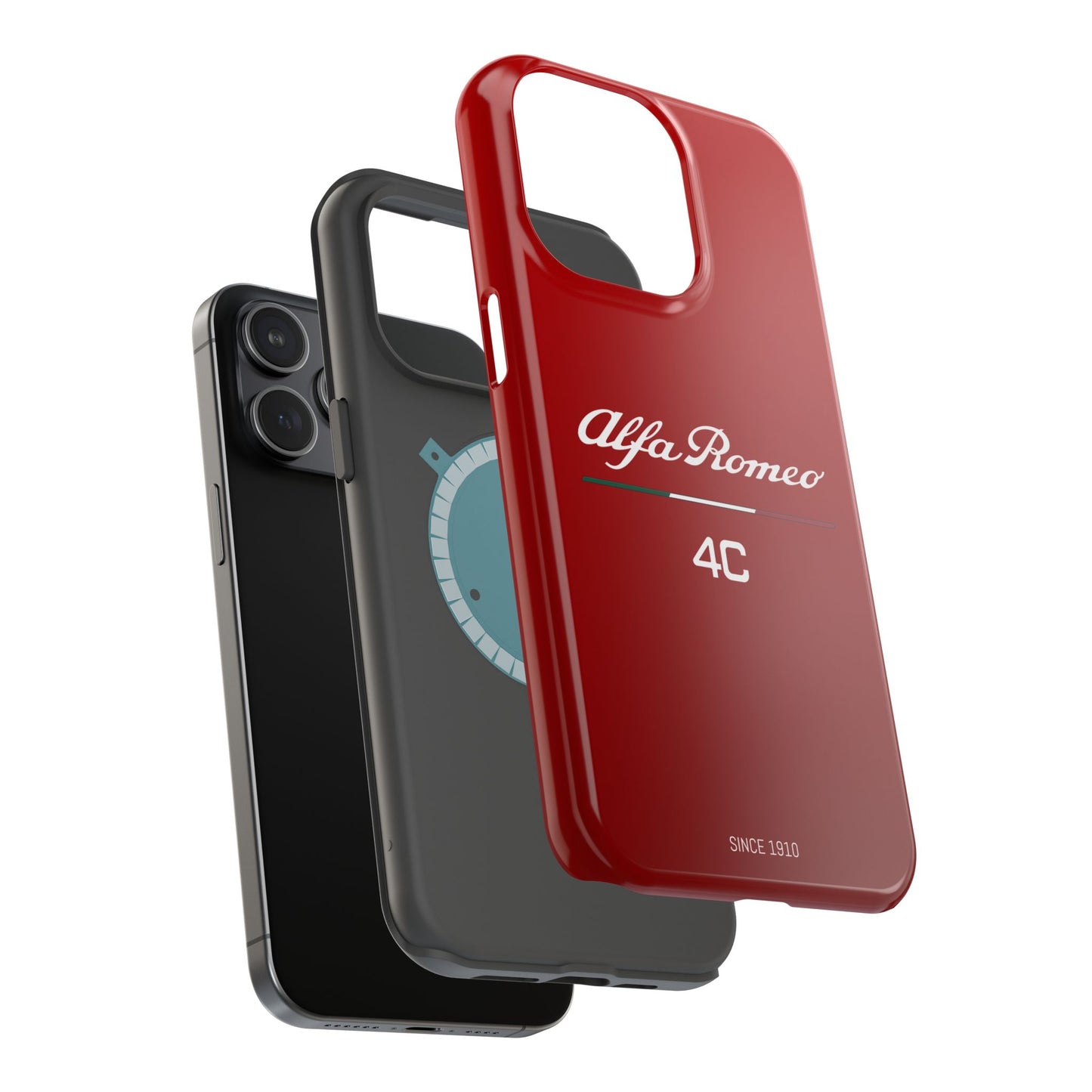 MagSafe® Dual Layer iPhone Case - Alfa Romeo 4C Design in White on Alfa Rosso - AI Print Spot