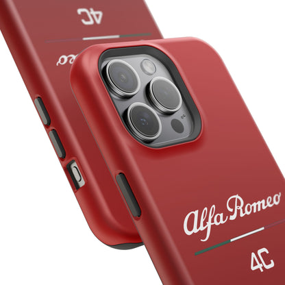 MagSafe® Dual Layer iPhone Case - Alfa Romeo 4C Design in White on Alfa Rosso - AI Print Spot